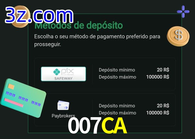 O cassino 007CA oferece uma grande variedade de métodos de pagamento